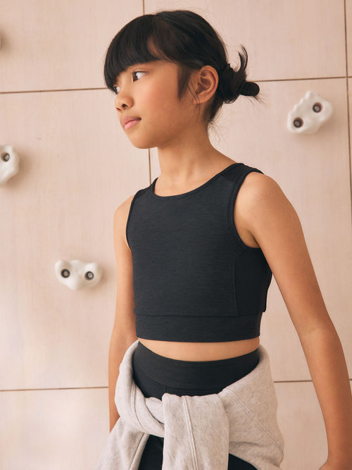 Black Sports Crop Top (5-16yrs)