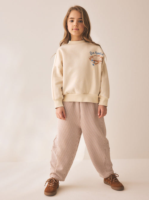 Neutral Pâtisserie Graphic Sweatshirt And Textured Trousers Set (3-16yrs)