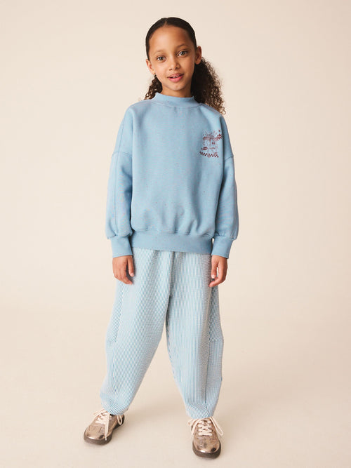 Blue Sweatshirt And Textured Trousers Set (3-16yrs)
