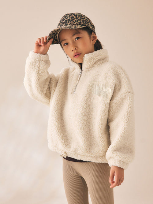 Neutral Cosy Lined Half Zip Borg Jacket (3-16yrs)