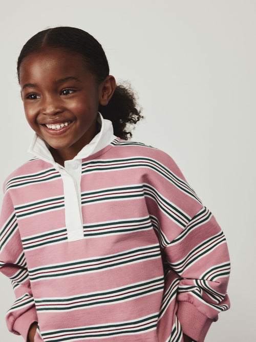 Pink/Green Stripe Long Sleeve Rugby Top (3-16yrs)
