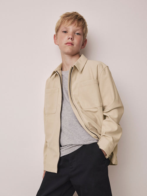 Neutral Cord Zip Up Overshirt (3-16yrs)