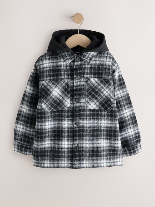 Black/White Check Borg Lined Hooded Shacket (3-16yrs)