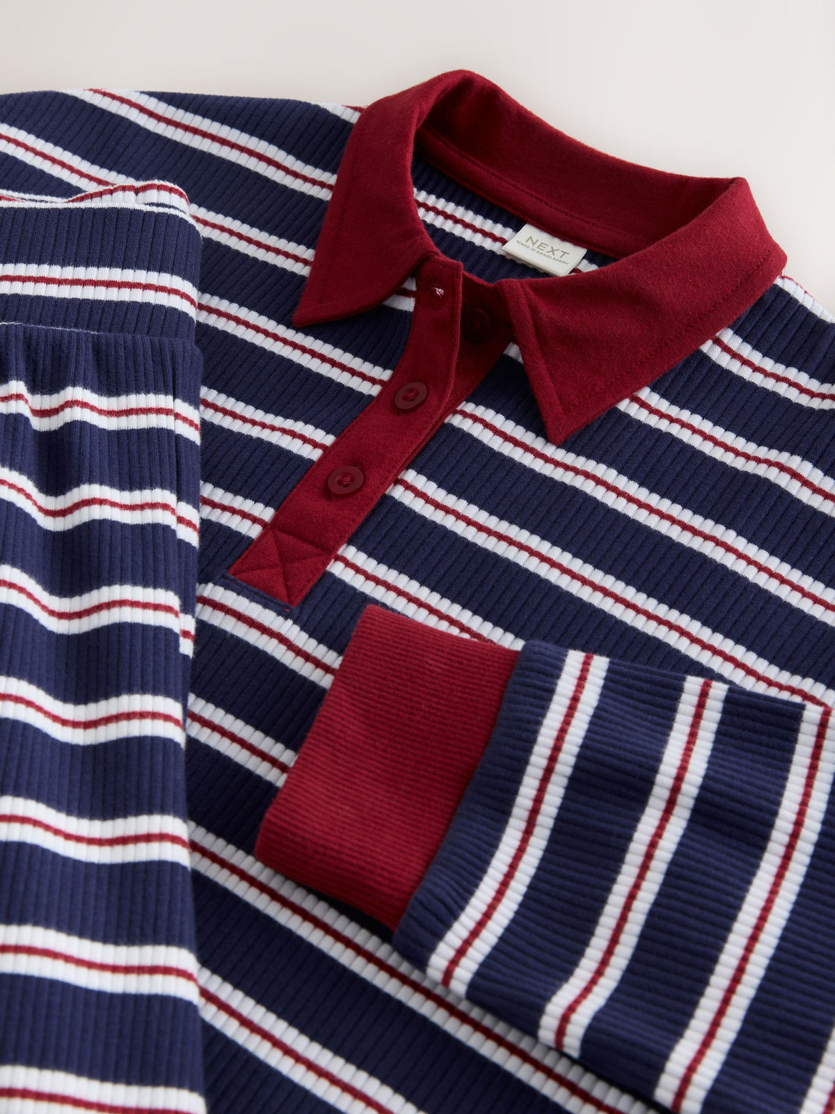 Navy/Red Rugby Top And Wide Leg Trousers Set (3-16yrs)