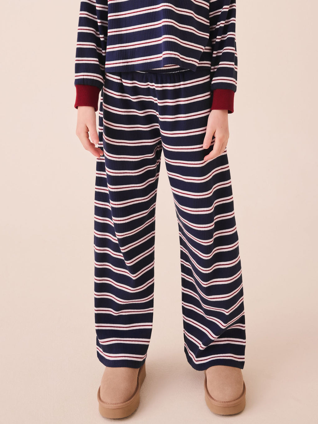 Navy/Red Rugby Top And Wide Leg Trousers Set (3-16yrs)