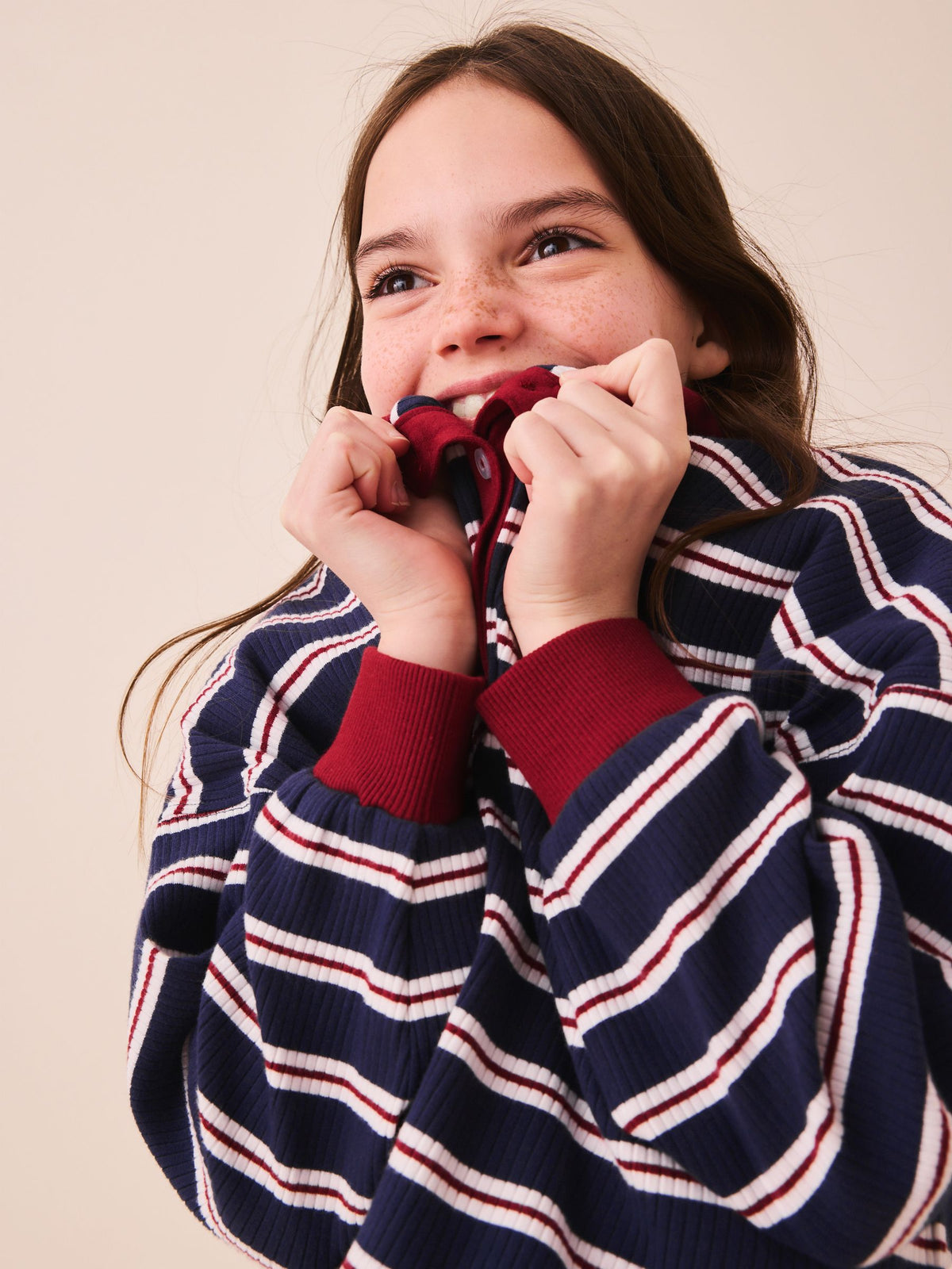 Navy/Red Rugby Top And Wide Leg Trousers Set (3-16yrs)