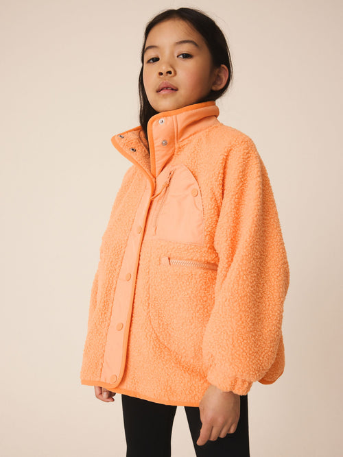 Bright Orange Button Up Fleece Jacket (3-16yrs)