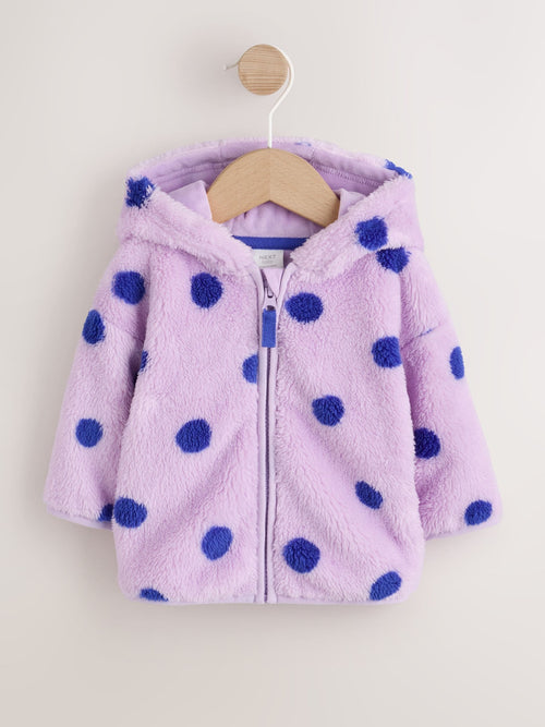 Purple Spot Fleece Baby Hooded Jacket (0mths-2yrs)