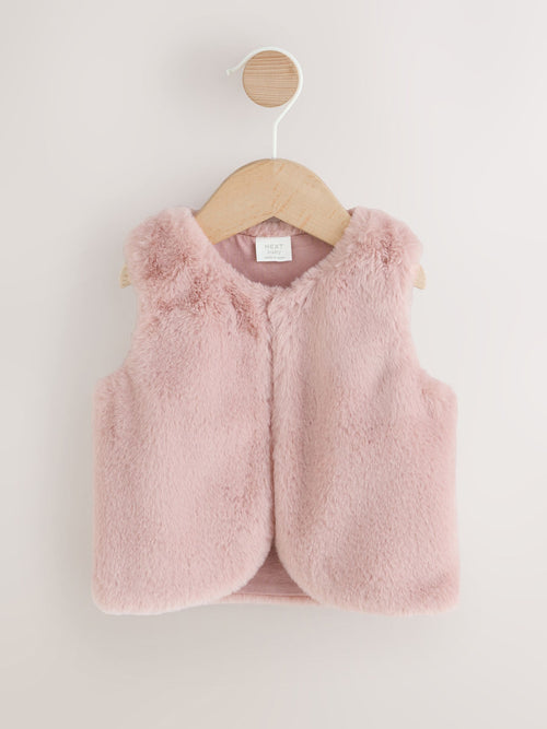 Pink Faux Fur Baby Gilet (0mths-3yrs)