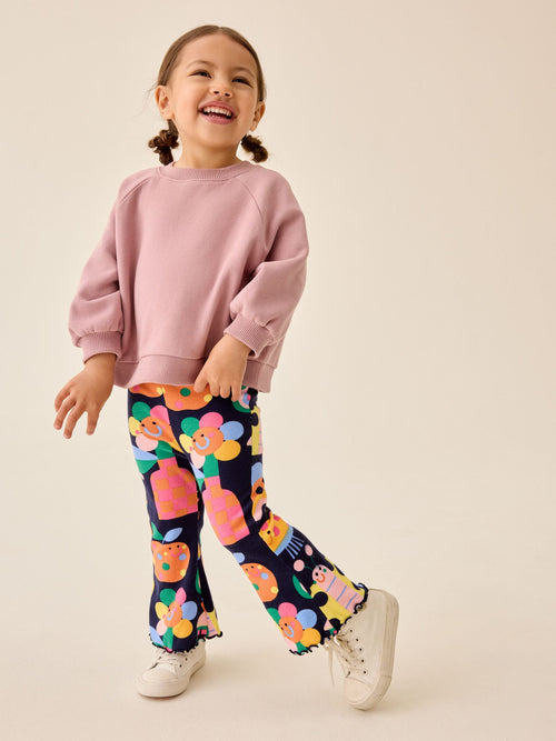 Navy Ladybird Printed Ribbed Flare Leggings (3mths-7yrs)