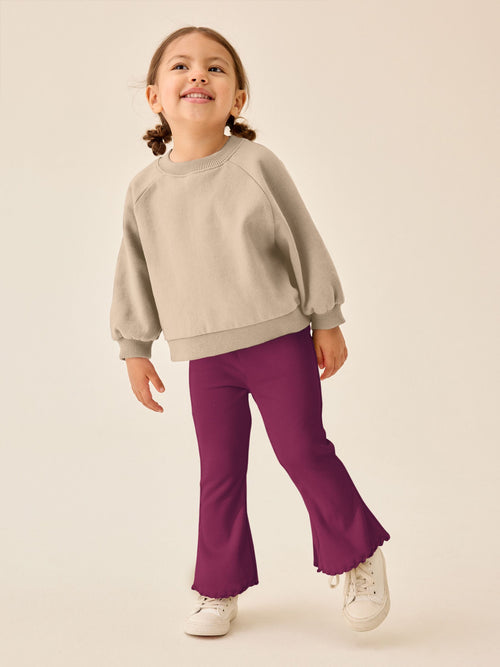 Burgundy Red Rib Flare Leggings (3mths-7yrs)