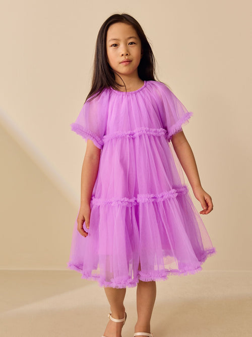 Purple Ruffle Tiered Party Dress (3-16yrs)