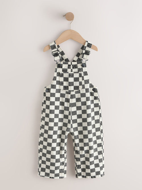 Black/White Checkerboard Dungarees (3mths-7yrs)