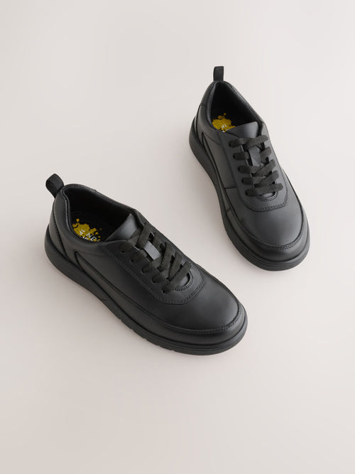 Black Leather Lace-up School Shoes