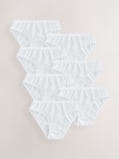 White Thin Elastic Bikini Briefs 7 Pack (5-16yrs)