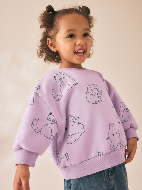 Lilac Purple Bunny Crew Neck Sweatshirt (3mths-7yrs)