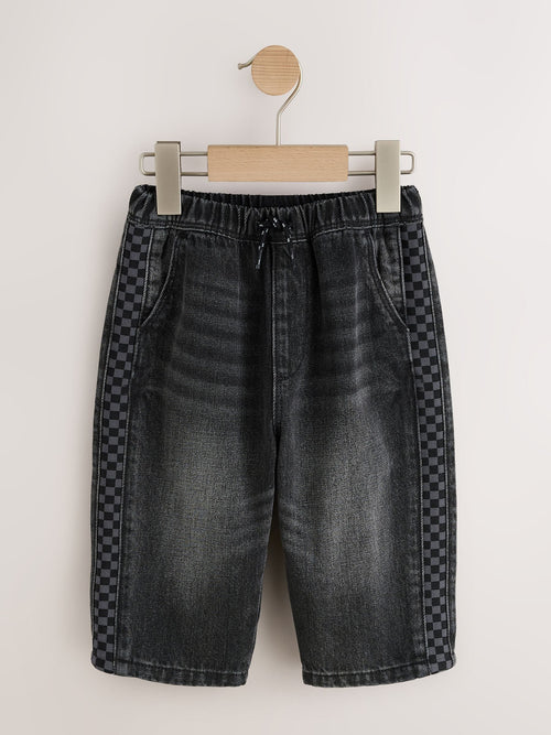 Grey Checkeboard Side Stripe Wide Fit Jeans (3mths-7yrs)