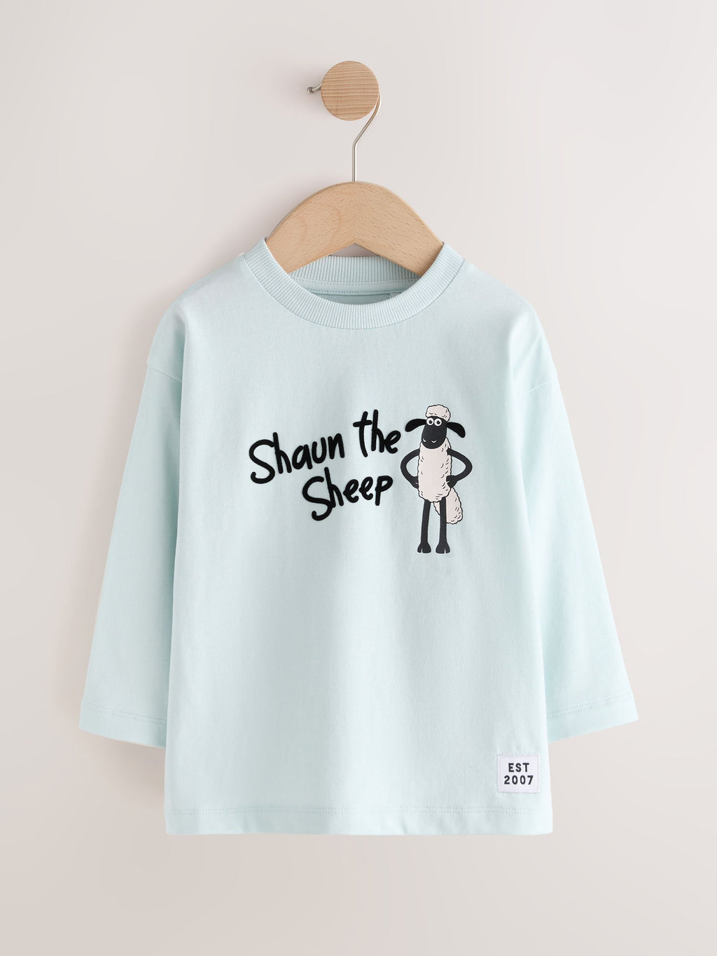Pale Blue Shaun The Sheep Long Sleeve T-Shirt (3mths-7yrs)