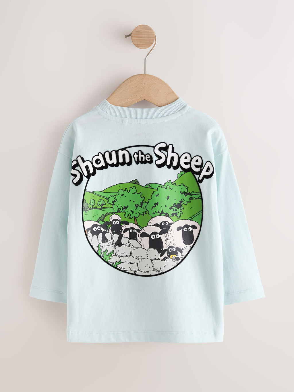 Pale Blue Shaun The Sheep Long Sleeve T-Shirt (3mths-7yrs)