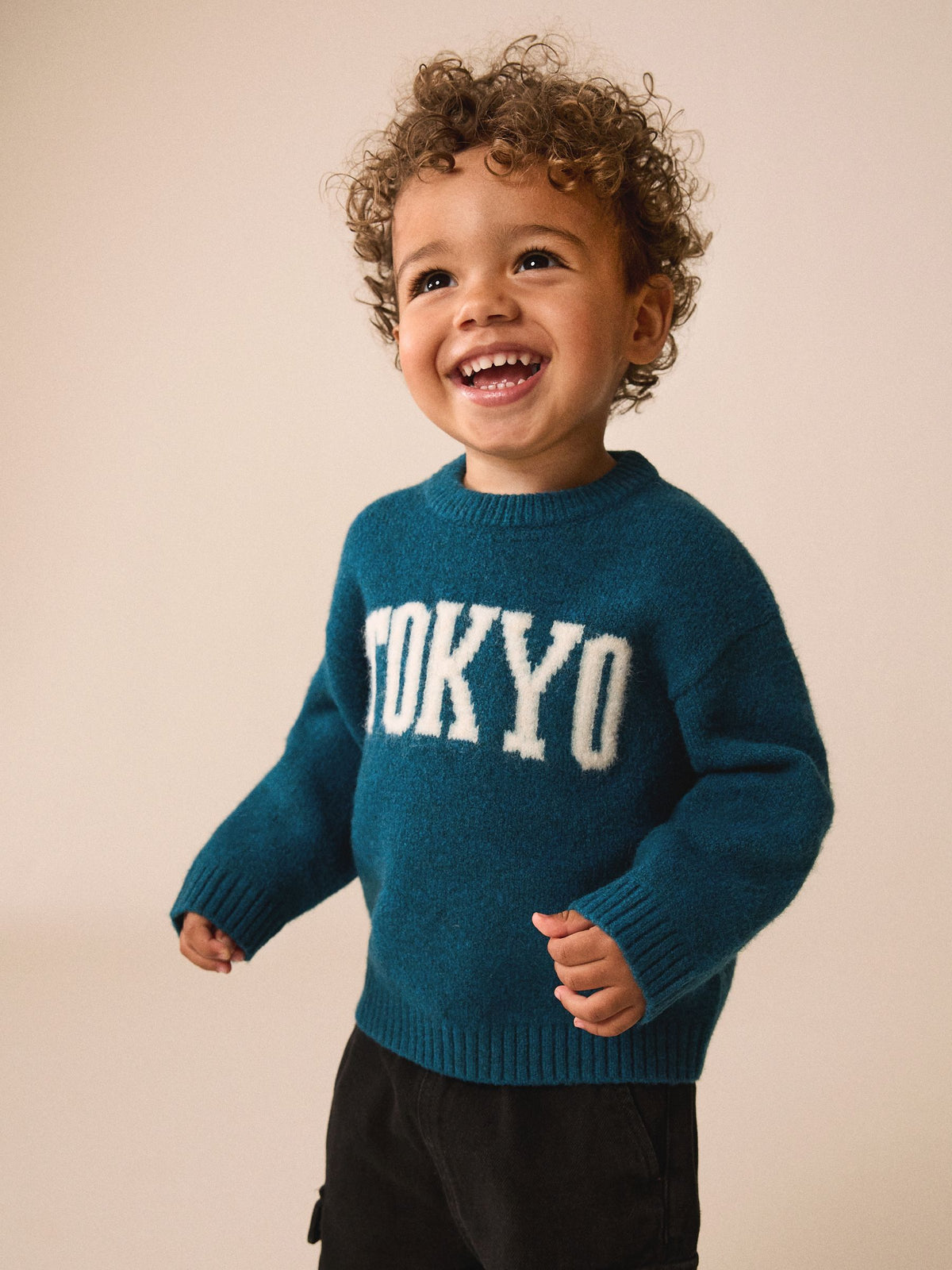 Teal Blue Tokyo Knitted Crew Neck Jumper (3mths-7yrs)