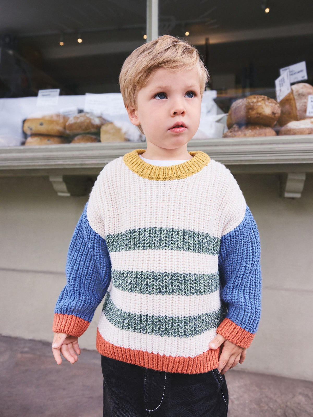 Multi Striped Multicolour Knitted Crew Jumper (3mths-7yrs)