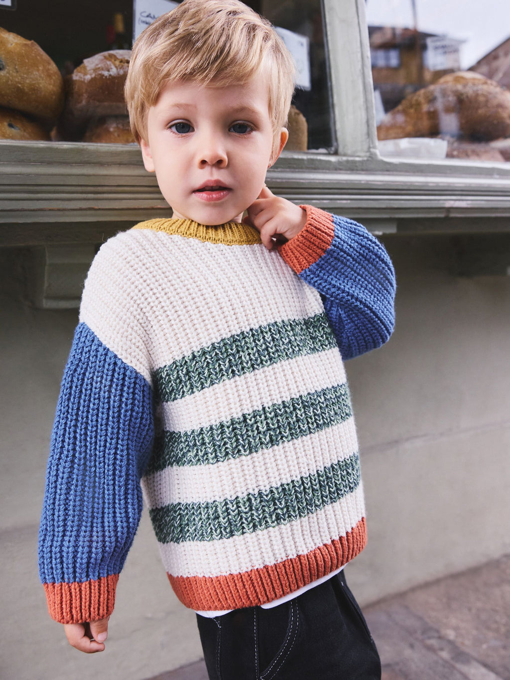 Multi Striped Multicolour Knitted Crew Jumper (3mths-7yrs)