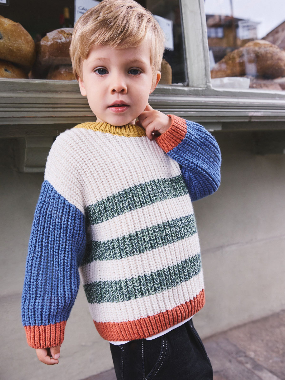 Multi Striped Multicolour Knitted Crew Jumper (3mths-7yrs)