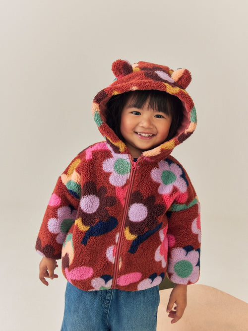 Brown Flower Zip Up Fleece (3mths-7yrs)