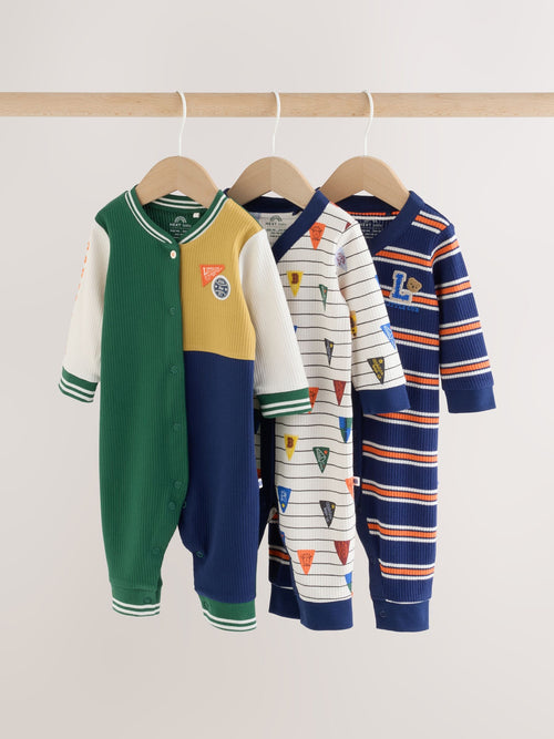 Multi Varsity Baby Sleepsuits 4 Pack (0mths-3yrs)
