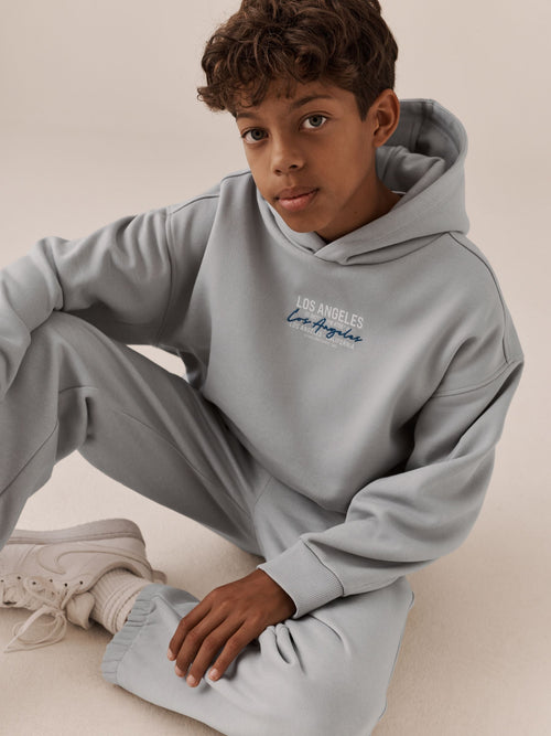 Grey Back Print Relaxed Fit Heavy Weight Hoody Jogger Set (3-16yrs)