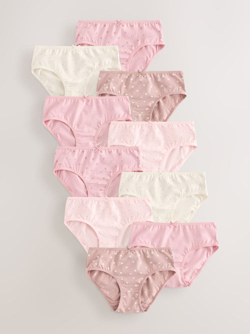 Mocha/ Pink Dot Briefs 10 Pack (1.5-16yrs)