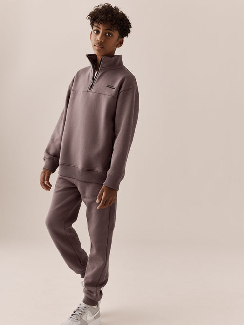 Brown Funnel Neck Zip Up Joggers Set (3-16yrs)