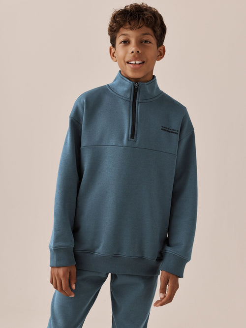 Teal Blue Funnel Neck Zip Up Joggers Set (3-16yrs)