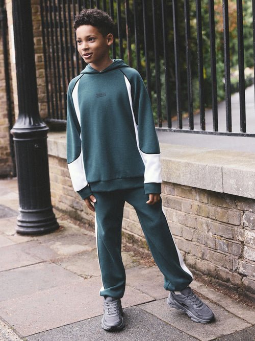 Green Colourblock Joggers & Hoodie Set (3-16yrs)