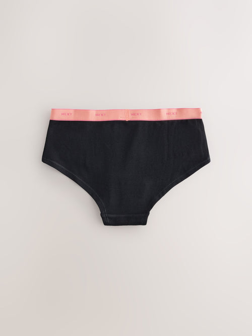 Black with Bright Waistband Hipster Briefs 5 Pack (3-16yrs)