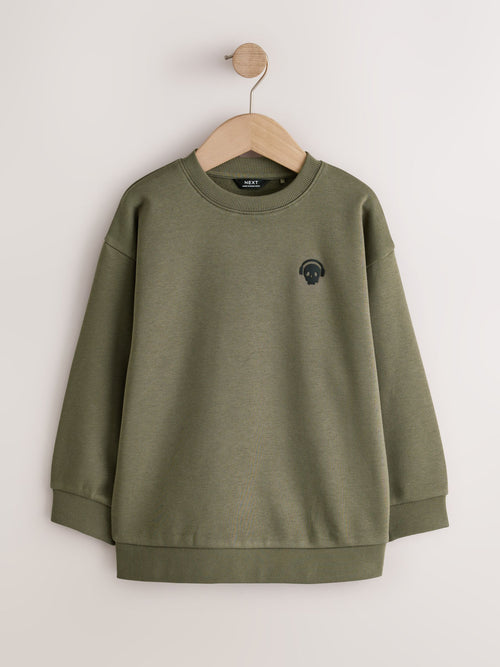 Khaki Green Skull Logo Sweatshirt Crew Neck (3-16yrs)