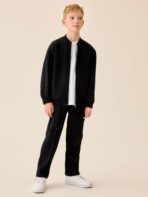 Black Interlock Smart Bomber Jacket (3-16yrs)