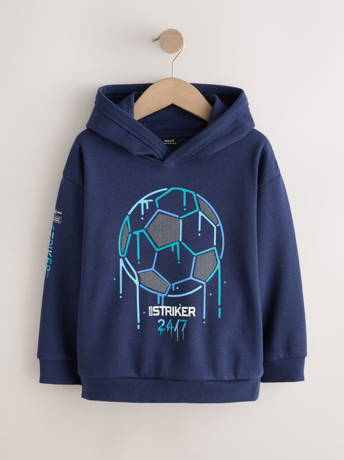 Blue Football Regular Fit Older Graphic Print Hoodie (3-16yrs)