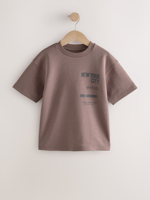 Mink Brown NY Graphic Heavyweight Short Sleeve T-Shirt (3-16yrs)