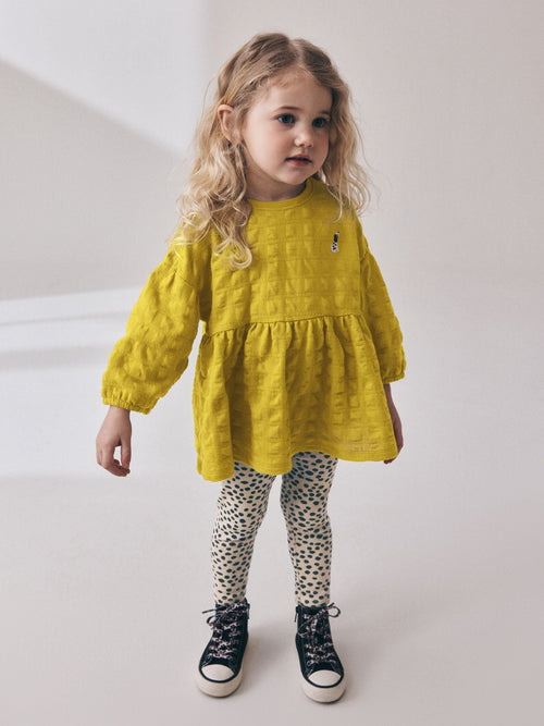Lime Green Long Sleeve Textured Blouse and Leggings Set (3mths-7yrs)
