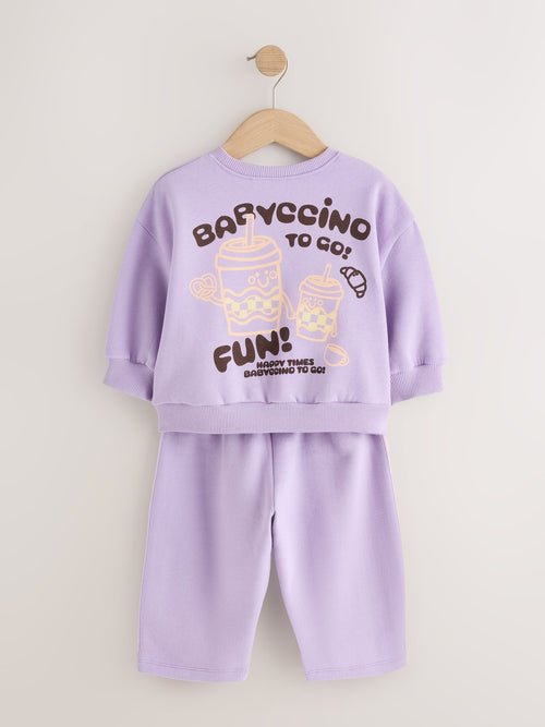 Lilac Babychino Crew Neck Sweatshirt and Barrel Trousers Set (3mths-7yrs)