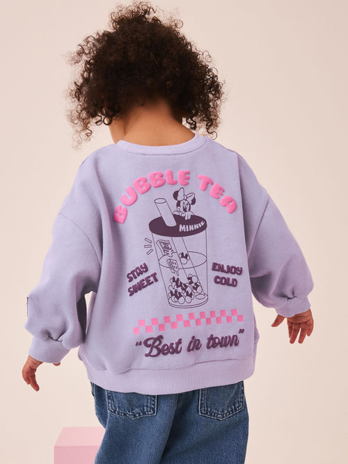 Lilac Purple Minnie Mouse Bubble Tea Minnie Mouse Sweatshirt (3mths-7yrs)