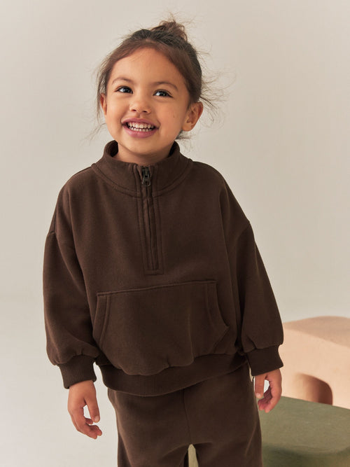Chocolate Brown Quarter Zip Sweatshirt (3mths-7yrs)