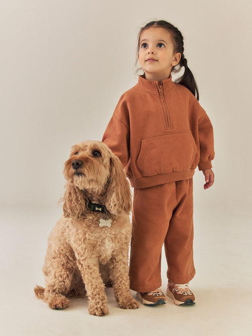Rust Brown Quarter Zip Sweatshirt (3mths-7yrs)