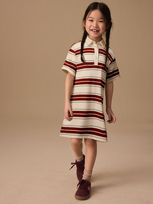 Brown/Ecru Stripe Short Sleeve Rugby Dress (3-16yrs)
