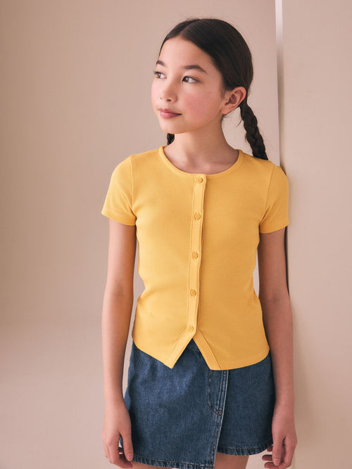 Orange Short Sleeve Ribbed Cardigan (3-16yrs)