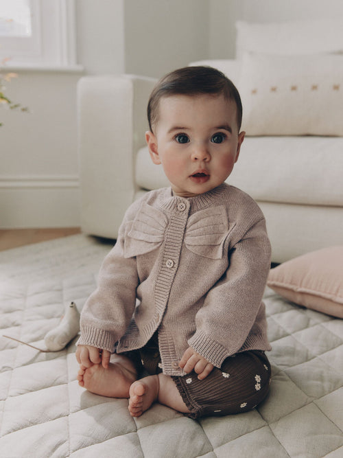 Brown Bow Knitted Baby Cardigan (0mths-2yrs)