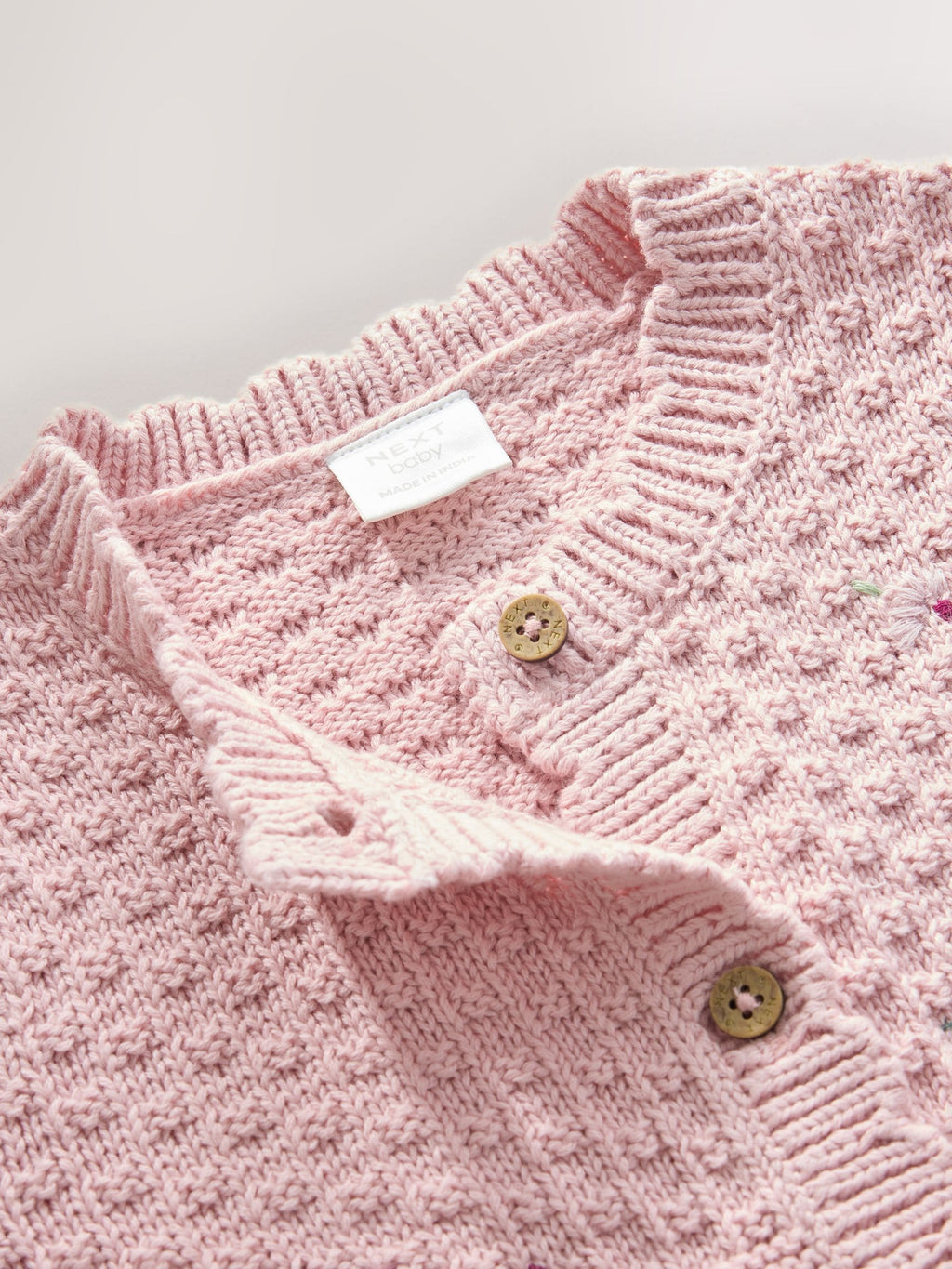 Pink Embroidered Bunny Knitted Baby Cardigan (0mths-3yrs)