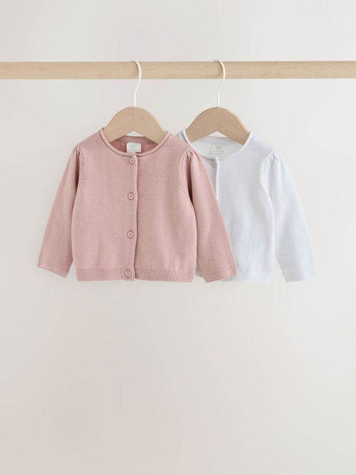 Pink and White Cardigans 2 Pack (0mths-2yrs)