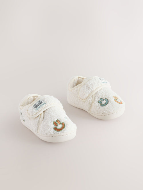 Neutral Borg Smiley Touch Fastening Cupsole Slippers